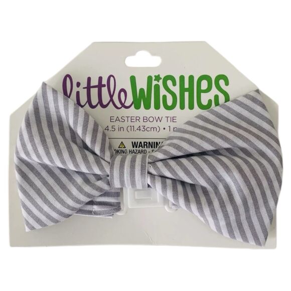 Little Wishes Boys Toddler Stripped BlueGreenGray Easter Bow Tie for 4 and Up - Picture 2 of 7